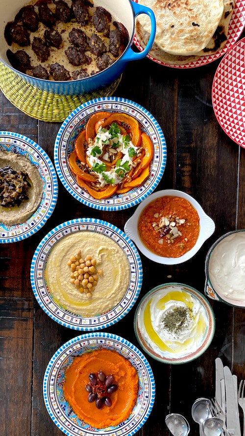 Turkish mezze dips 