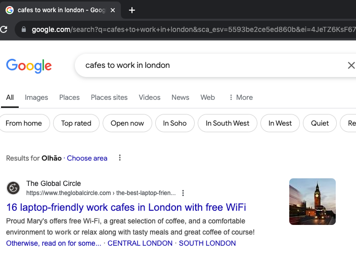 laptop friendly cafes to work in london google search result
