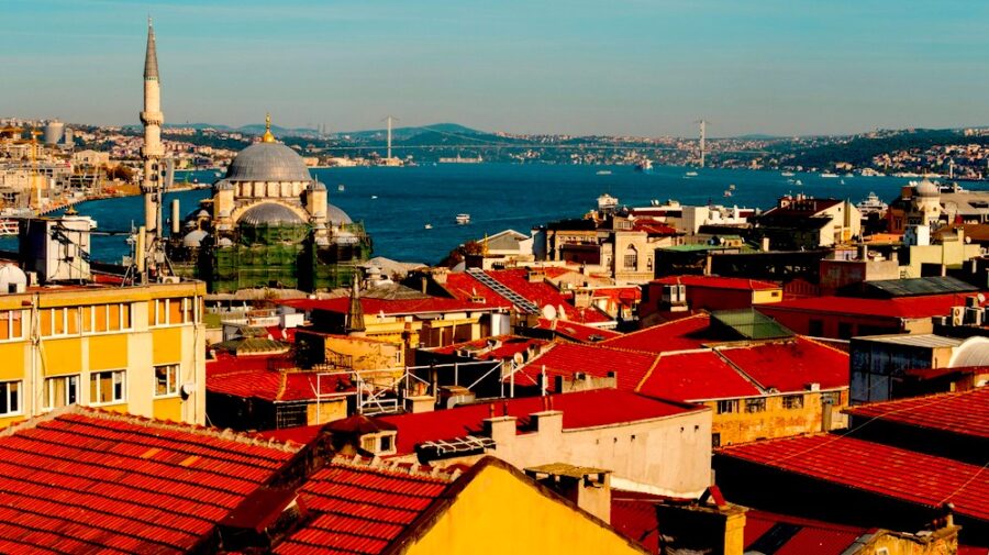 Grand Bazaar Istanbul with view of the Bosphorus river