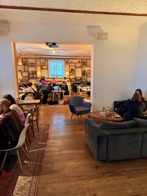 Cafe Caspar in the 1st district (inner city) of Vienna is a lively laptop-friendly cafe with a living room feel